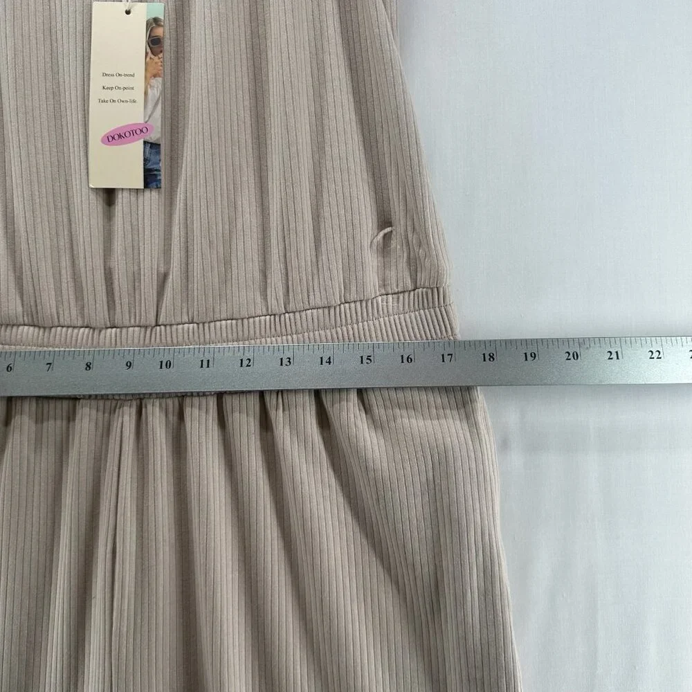 DOKOTOO Jumpsuit Size XL Ribbed Sleeveless Popover Tapered Cropped Beige - Picture 10 of 13